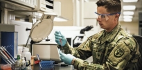 Soldier inside a medical office.